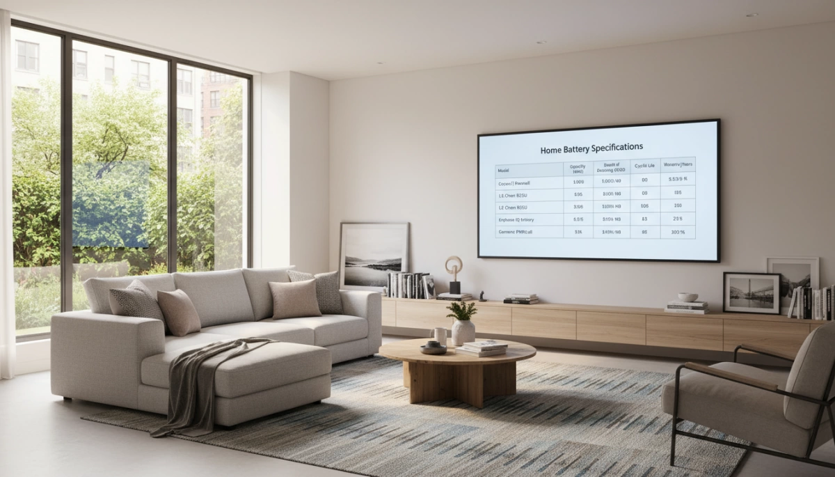 home battery technical specifications comparison
