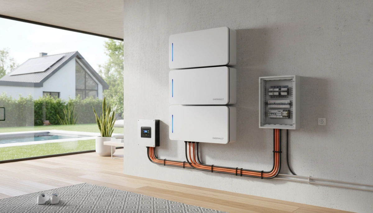 instalação de armazenamento de bateria solar